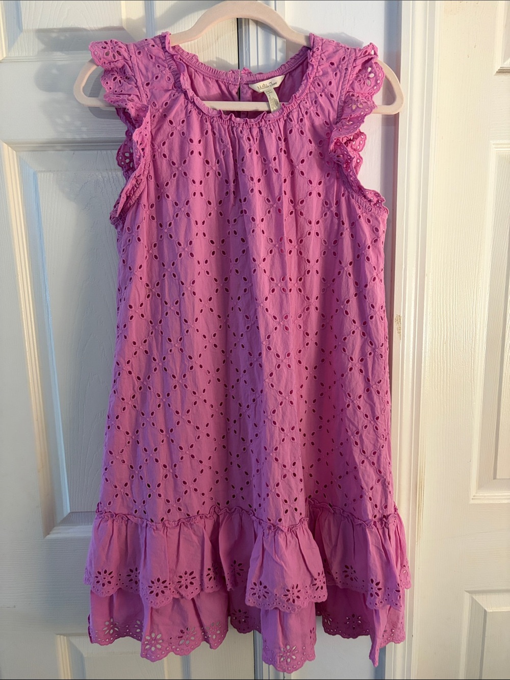 Matilda Jane Pink Eyelet Ruffle A-line Mini Dress